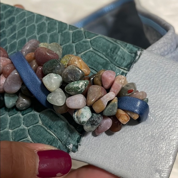 Laise Adzer Vintage Blue Leather Statement Belt - Picture 4 of 10